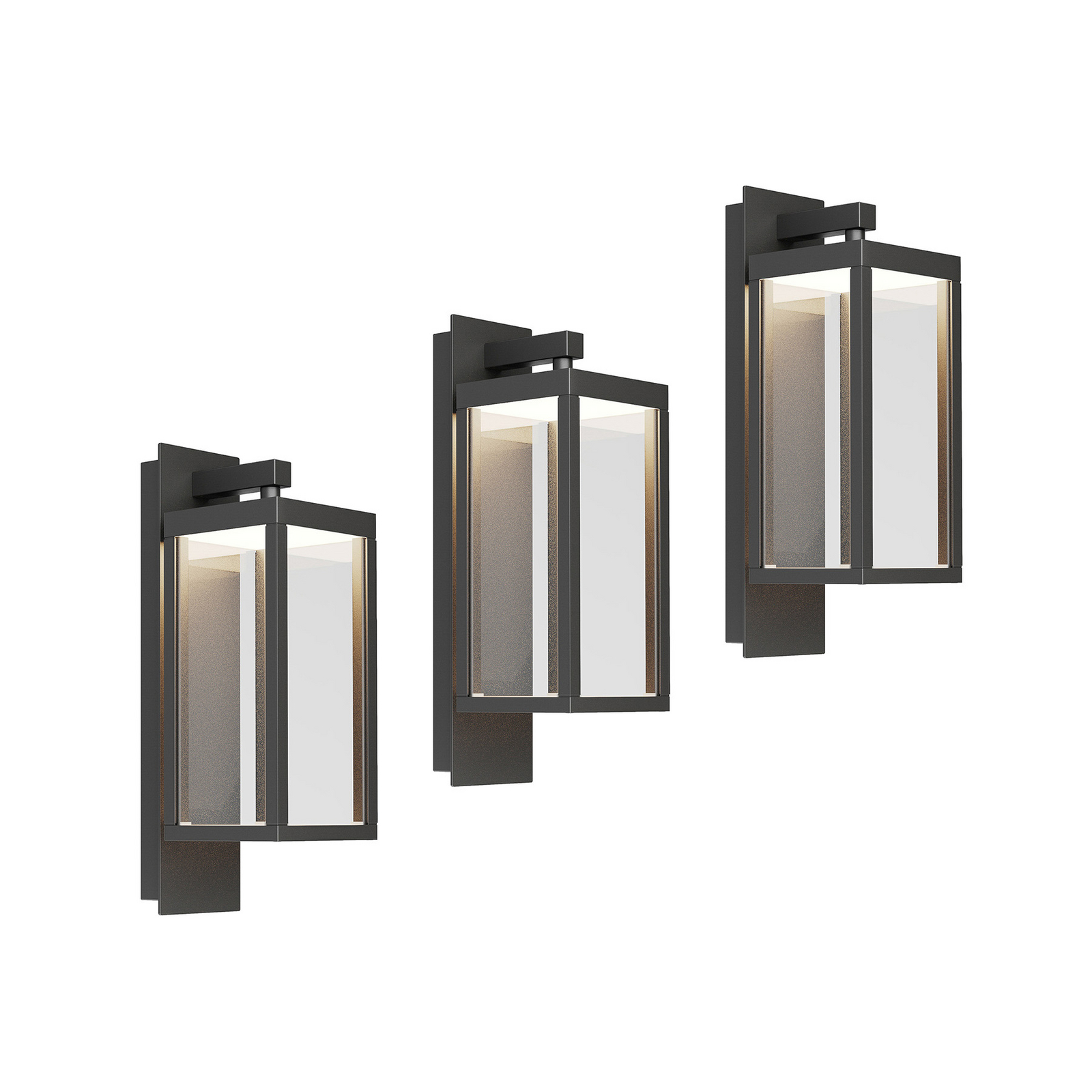"Lucande" LED lauko sieninis šviestuvas "Ferdinand", 3 vnt., pilkos spalvos, 38